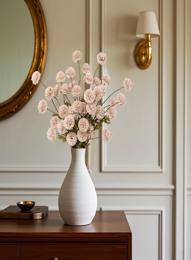 DuHouse 6pcs Artificial Flowers Faux Silk Pompon Mum,Silk Small Mini Chrysanthemum Ball with Stems for DIY Bouquets Centerpieces Vase Home Table Kitchen Decorations(Beige) - Image 4