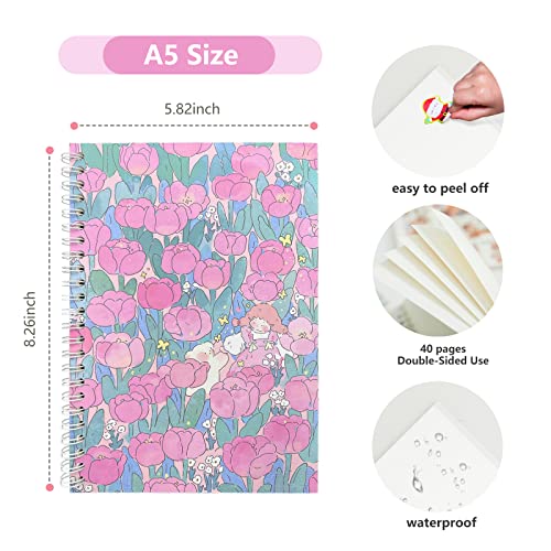 YUATCYA Reusable Sticker Collecting Book Storage Album with 40 Sheets Blank Release Paper - A5 Size Stickers Organizer Collection Holder Book for Adult (Pink-2) - Image 2