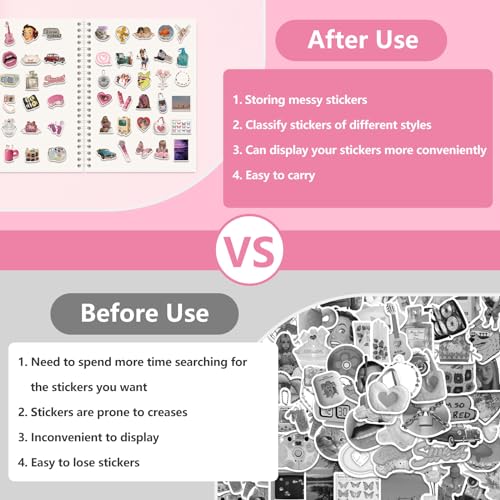 YUATCYA Reusable Sticker Collecting Book Storage Album with 40 Sheets Blank Release Paper - A5 Size Stickers Organizer Collection Holder Book for Adult (Pink-2) - Image 3
