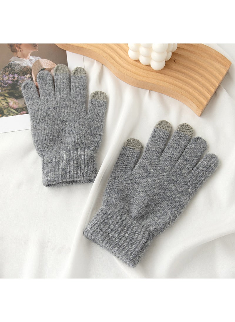 2024 Womens Wool Touchscreen Gloves for Winter -2 light gray 