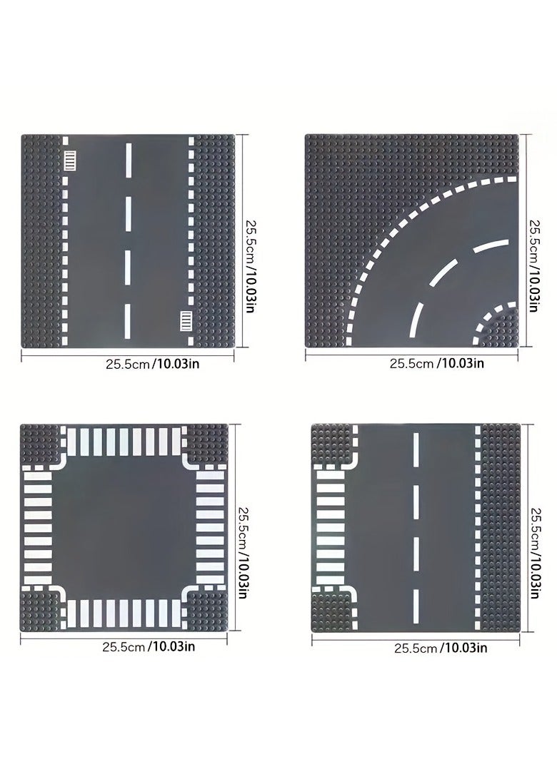 سلوبان Set of road baseplates compatible with building block toys. The set includes four basic shapes for designing a complete city, used to create corners or change road direction. Baseplate for placing blocks, building block base, construction baseplate set, building block toy, kids blocks, assembly, boys, blocks, girls toys, building game toy, construction toy, boys block sets, large kids blocks, building blocks, character blocks, skill development blocks, kids intelligence blocks. Home toys for children, toys for boys and girls, kids toy, kids toys, children’s toy, group games, educational kids toys, toys, boys toys, toys for 1-year-old children, toys for 6-year-old children, toys. - Image 1