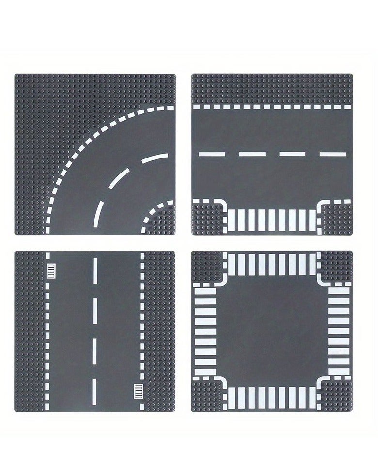 سلوبان Set of road baseplates compatible with building block toys. The set includes four basic shapes for designing a complete city, used to create corners or change road direction. Baseplate for placing blocks, building block base, construction baseplate set, building block toy, kids blocks, assembly, boys, blocks, girls toys, building game toy, construction toy, boys block sets, large kids blocks, building blocks, character blocks, skill development blocks, kids intelligence blocks. Home toys for children, toys for boys and girls, kids toy, kids toys, children’s toy, group games, educational kids toys, toys, boys toys, toys for 1-year-old children, toys for 6-year-old children, toys. - Image 2