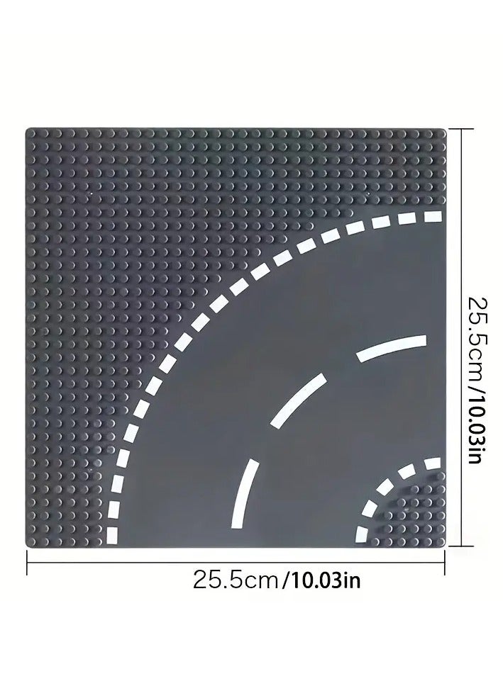 سلوبان Set of road baseplates compatible with building block toys. The set includes four basic shapes for designing a complete city, used to create corners or change road direction. Baseplate for placing blocks, building block base, construction baseplate set, building block toy, kids blocks, assembly, boys, blocks, girls toys, building game toy, construction toy, boys block sets, large kids blocks, building blocks, character blocks, skill development blocks, kids intelligence blocks. Home toys for children, toys for boys and girls, kids toy, kids toys, children’s toy, group games, educational kids toys, toys, boys toys, toys for 1-year-old children, toys for 6-year-old children, toys. - Image 3