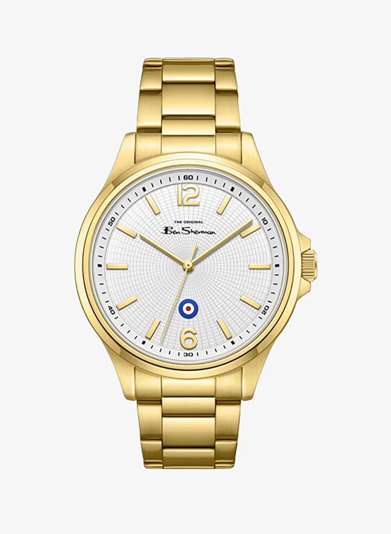 Ben Sherman Westminster White Dial Gold Stainless Steel Bracelet Analog Watch for Men, 43mm
