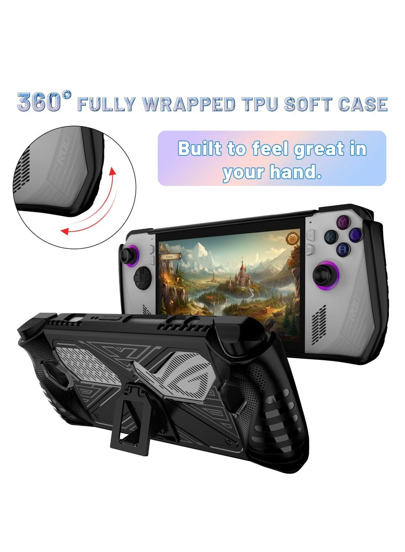 KASTWAVE Travel Handbag, Protection Case for ASUS ROG Ally, with Shock-Absorption and Anti-Scratch Design, Built-in Stand for Game Handheld Console - Anti-Drop Shockproof Shell (Black) - Image 4