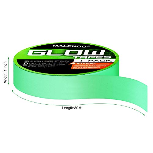 MALENOO 1 Inch x 30FT Glow in The Dark Tape Lasting Bright for Green Neon Tape, Waterproof Reflective Tape Sticker Suitable for The Theater,Stage,Party, Night Decoration,Stairs, Walls, Export Signs - Image 2