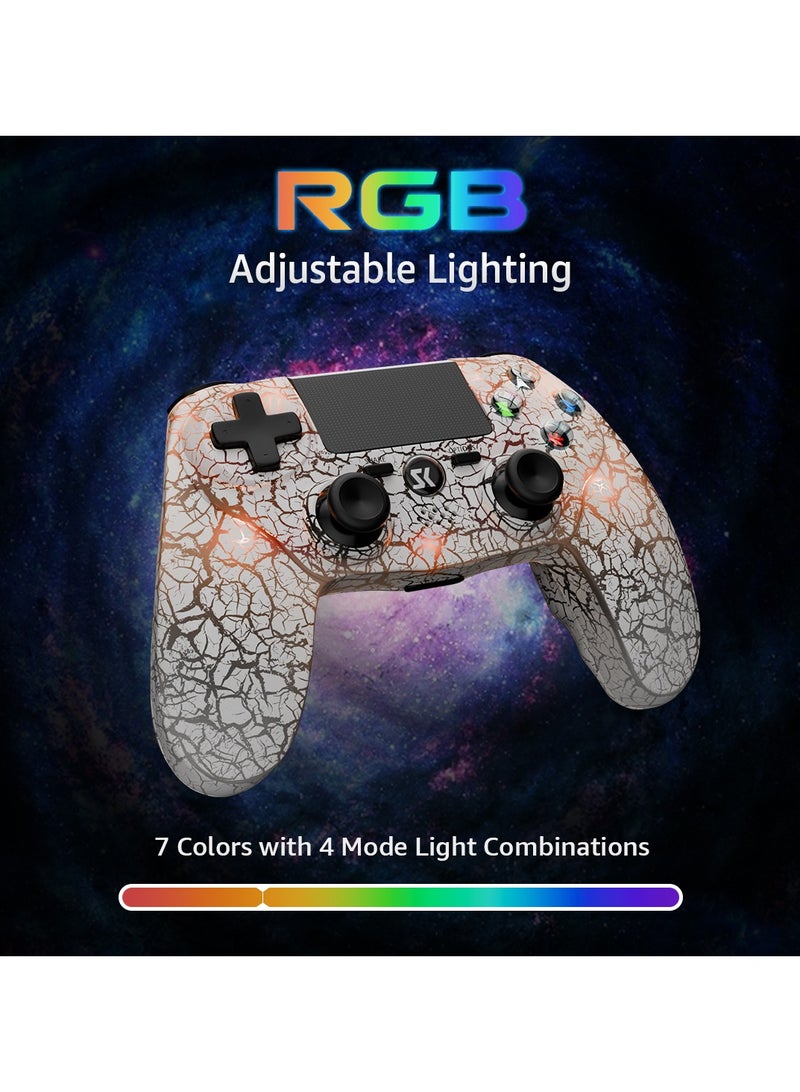 Wireless Controller for PS4 Support Double Vibration 6-Axis Motion Sensor Sensitive Touch Pad Built-in Speaker & Stereo Headphone Jack Compatible with PS 4 (White)  - Image 2