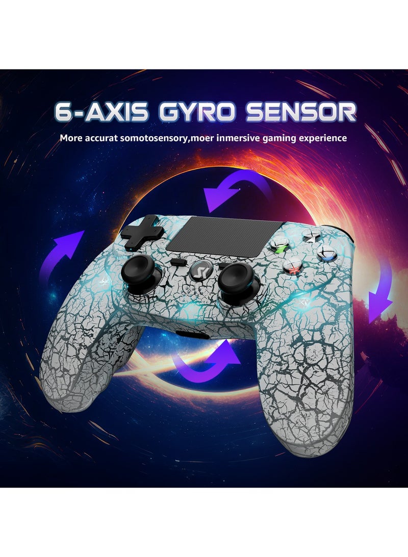 Wireless Controller for PS4 Support Double Vibration 6-Axis Motion Sensor Sensitive Touch Pad Built-in Speaker & Stereo Headphone Jack Compatible with PS 4 (White)  - Image 4