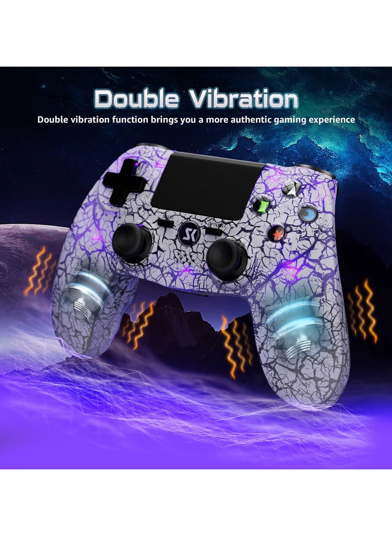 Wireless Controller for PS4 Support Double Vibration 6-Axis Motion Sensor Sensitive Touch Pad Built-in Speaker & Stereo Headphone Jack Compatible with PS 4 (White)  - Image 3