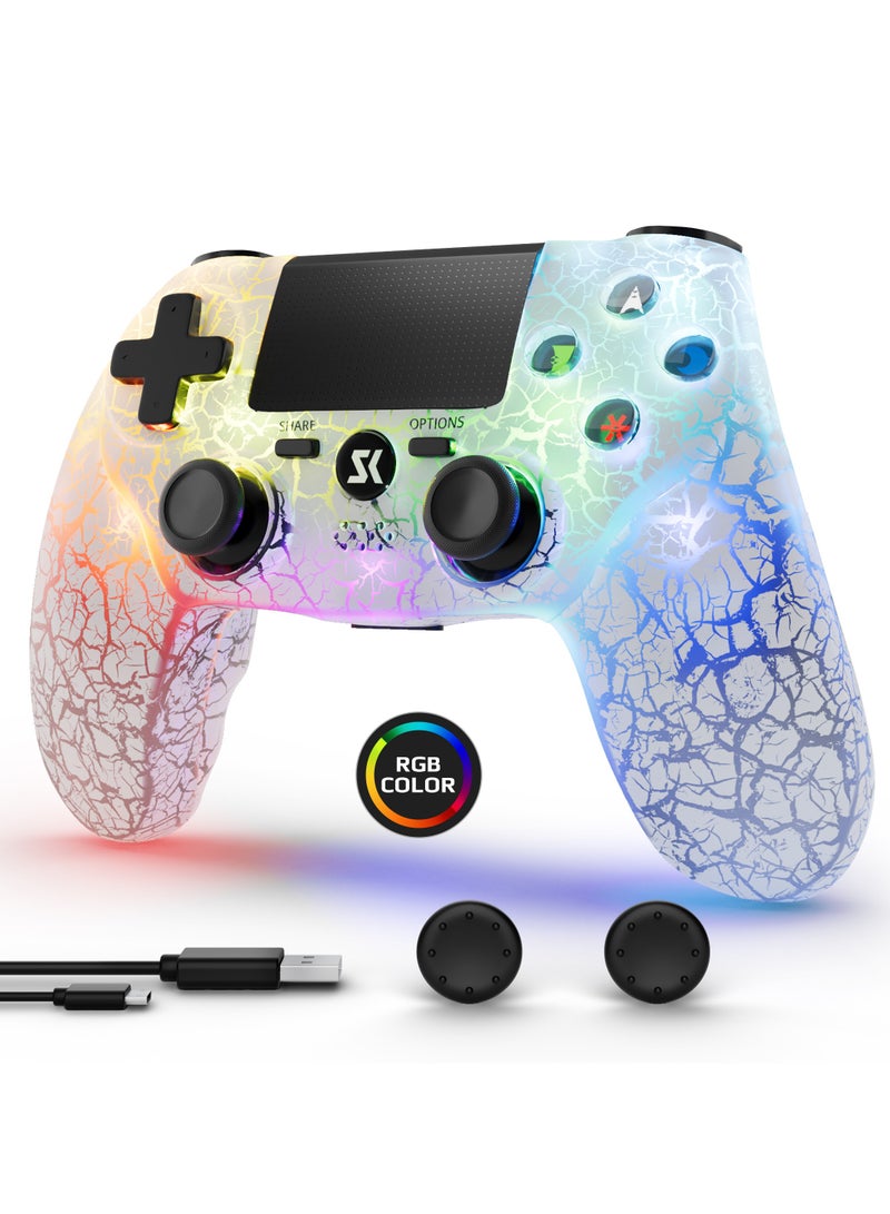 Wireless Controller for PS4 Support Double Vibration 6-Axis Motion Sensor Sensitive Touch Pad Built-in Speaker & Stereo Headphone Jack Compatible with PS 4 (White)  - Image 1