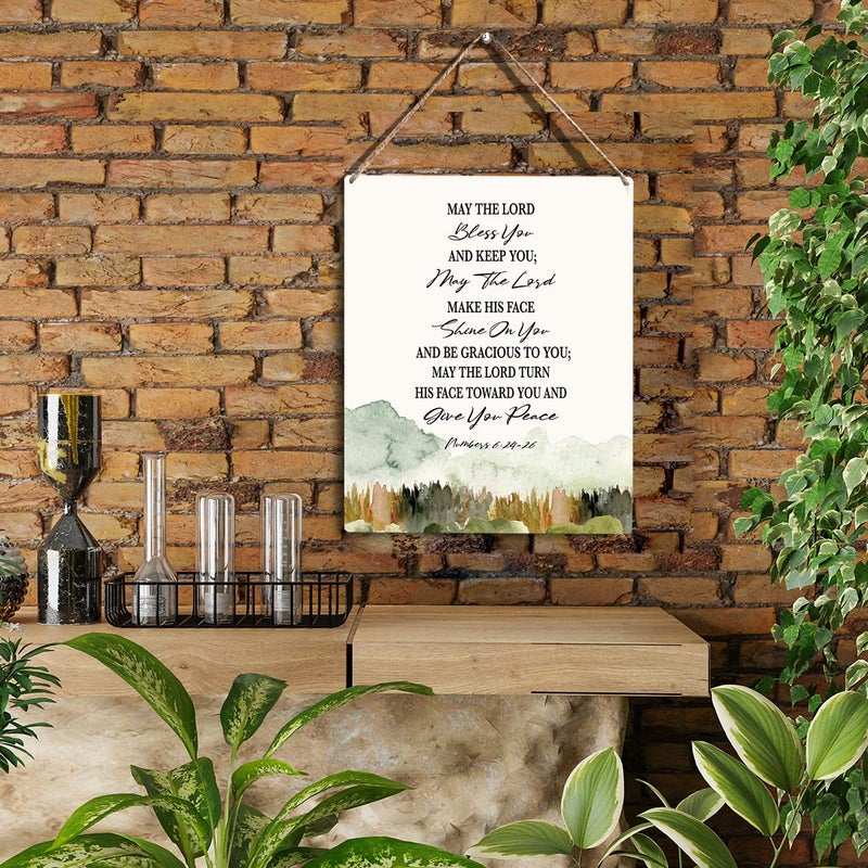 YCYD Christian Inspirational Wall Art May The Lord Bless You And Keep You Christian Blessing Quote Wall Decor Religious Gifts Wall Decor Christian Bible Verse Wall Art Wooden Hanging Sign 8 x 10 Inches - Image 2