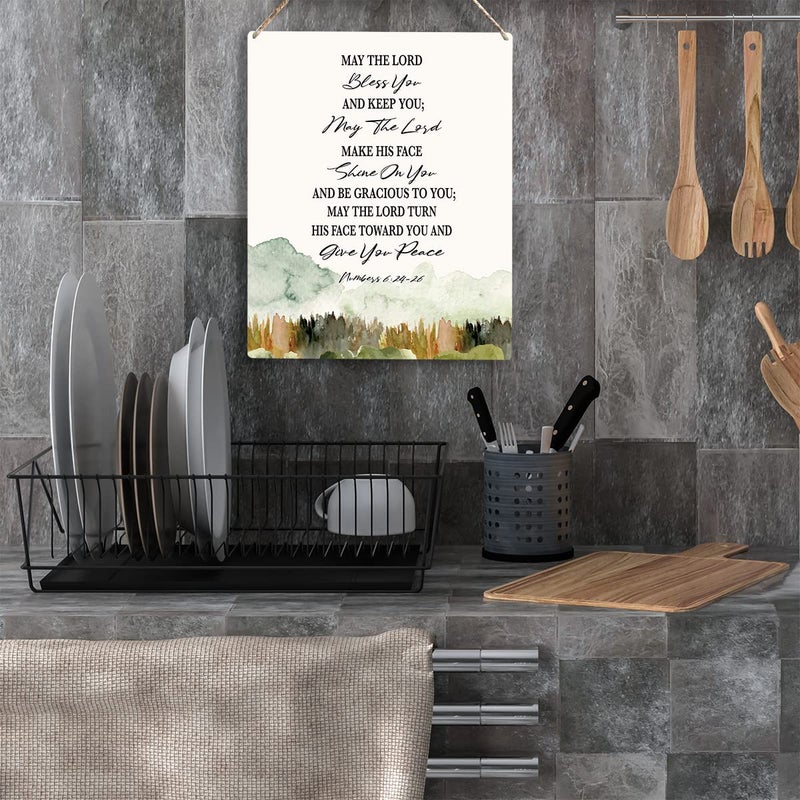 YCYD Christian Inspirational Wall Art May The Lord Bless You And Keep You Christian Blessing Quote Wall Decor Religious Gifts Wall Decor Christian Bible Verse Wall Art Wooden Hanging Sign 8 x 10 Inches - Image 4
