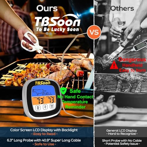 TBSoon Multifunctional Digital Thermometer for Cooking,Food Thermometer+Thermometer Alarm+Kitchen Timer,Large Color Screen,Instant Read,Fast Response,grill bbq accessories,Kitchen Oven Meat Thermometer-DMT03 - Image 3