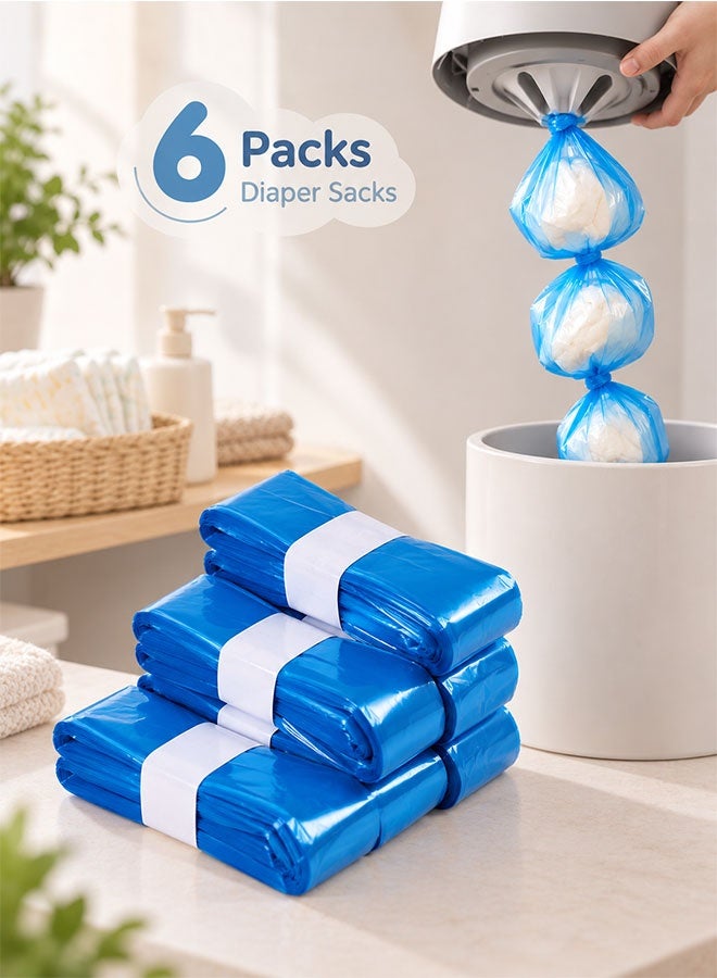 Super ZYouth 6 Packs Nappy Bin Refills, Diaper Disposal Bag Refills, Leak-Resistant Baby Nappy Sacks for Nappy Bin, Easy-Tie Continuous Liner for Home & Nursery, 4.5m Each Pack - Image 1