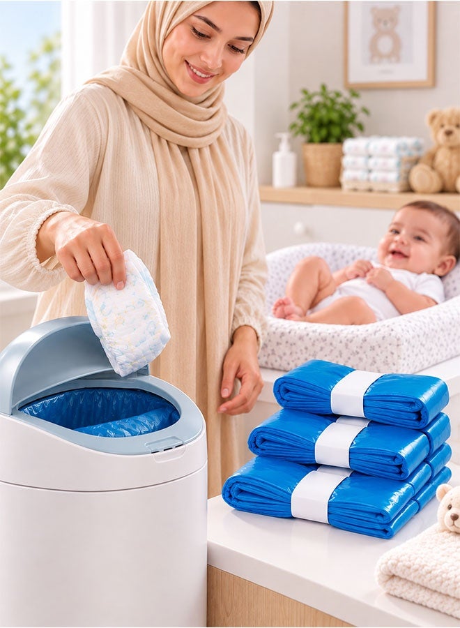 Super ZYouth 6 Packs Nappy Bin Refills, Diaper Disposal Bag Refills, Leak-Resistant Baby Nappy Sacks for Nappy Bin, Easy-Tie Continuous Liner for Home & Nursery, 4.5m Each Pack - Image 4
