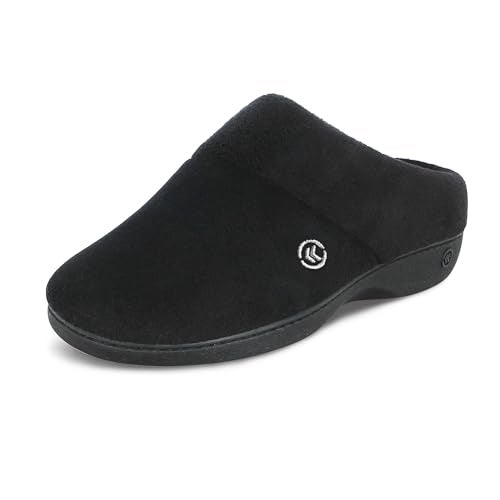 isotoner Womens Classic Clog Slippers with Memory Foam Comfort and NonSlip Stability Black 556