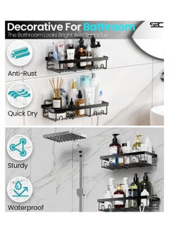 S2C S2C Wall Mounted Bathroom Shelf Heavy Duty, Strong Adhesive, Rustproof Shower Caddy, Stainless Steel Bathroom Organizer,Bathroom Accessories, Corner Shelf, Kitchen Organizer, Wall Shelf  - Image 5