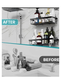 S2C S2C Wall Mounted Bathroom Shelf Heavy Duty, Strong Adhesive, Rustproof Shower Caddy, Stainless Steel Bathroom Organizer,Bathroom Accessories, Corner Shelf, Kitchen Organizer, Wall Shelf  - Image 2