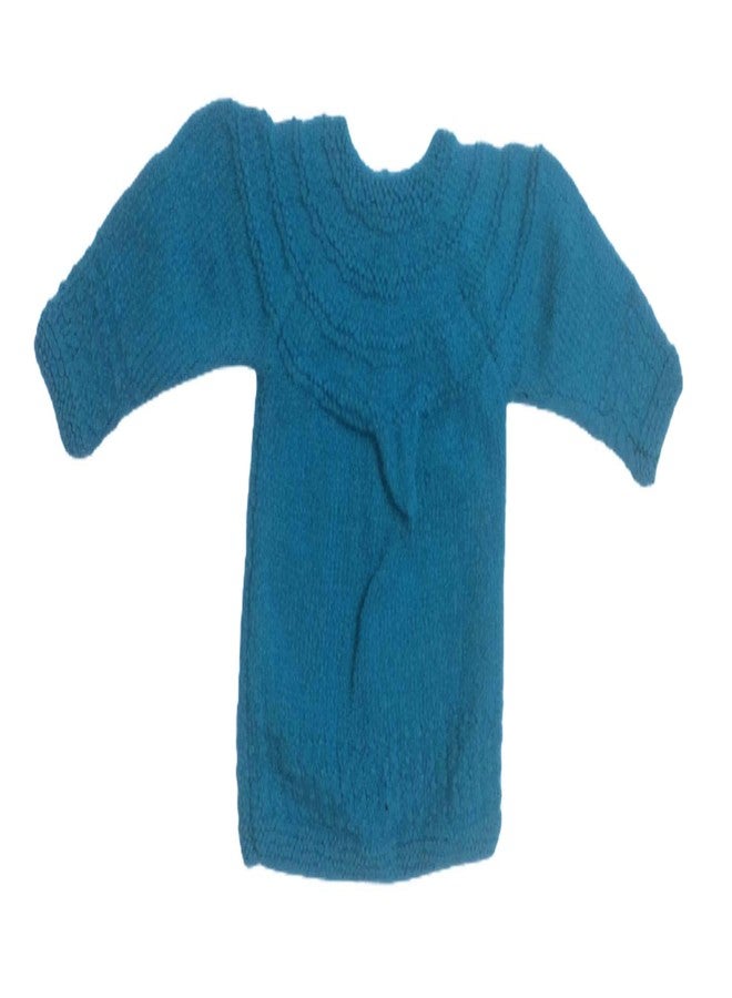 Cute Collection Hand Made Woolen Sweater with Pyjami Cap and Pair of Booties 6 to 12 Months Baby Boys and Girls Blue - Image 4