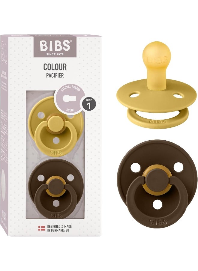 BIBS - Pack of 2 Colour Latex S1 Mustard and Mocha - Image 1