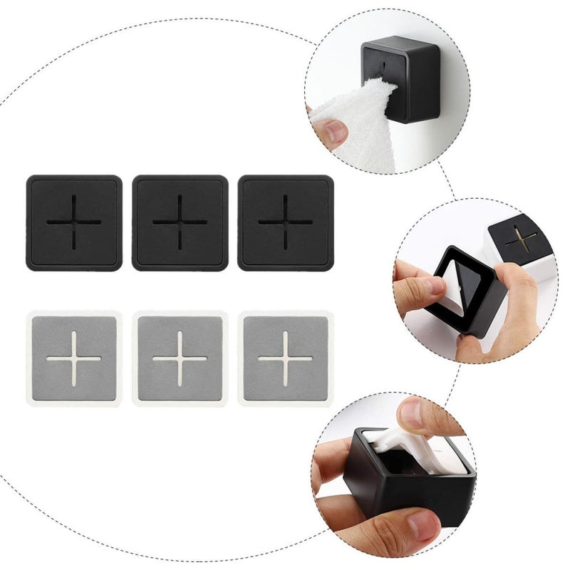6 Pack Adhesive Towel Hooks Wall Mounted Kitchen Bathroom Organizer White - Image 4