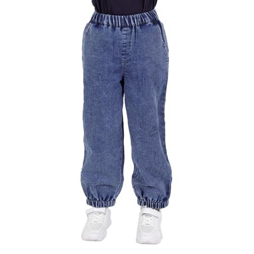 superminis Girls Denim Jeans | Stretchable Blue Cat Print Jeans for Girls 3–10 Years | Soft Comfortable Kids Denim Pants for Casual (8-9 Years, Blue) - Image 1