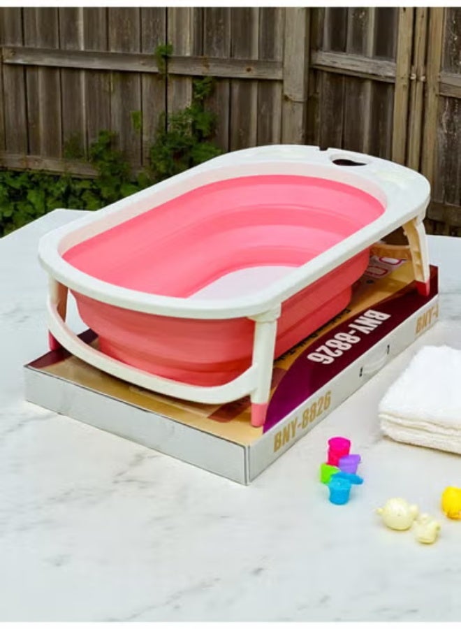 Portable and foldable silicone baby bathtub - Pink - Image 3