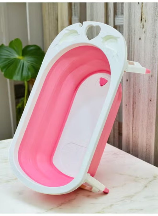 Portable and foldable silicone baby bathtub - Pink - Image 1
