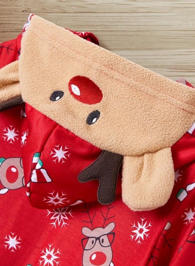 CCOVERY Matching Pajamas for Family Xmas Pjs Mathching Set Holiday Zip Up Hooded Onesie Long Sleeve Print Jumpsuit Soft Comfort Sleepwear  for Couples Adult Women Men Kid Baby  - Image 3