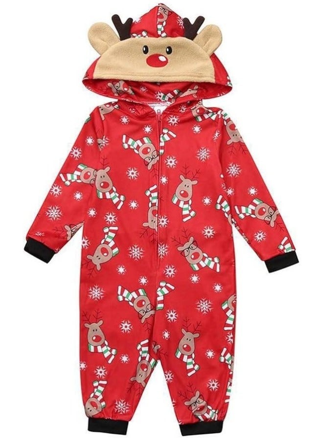 CCOVERY Matching Pajamas for Family Xmas Pjs Mathching Set Holiday Zip Up Hooded Onesie Long Sleeve Print Jumpsuit Soft Comfort Sleepwear  for Couples Adult Women Men Kid Baby  - Image 2