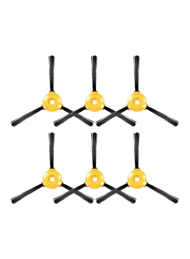 NIBEMINENT 6-Piece Replacement 3-Armed Side Brushes For Ecovacs Deebot N79 N79S Robotic Vacuum Cleaner H22455-6 Black/Yellow - Image 1