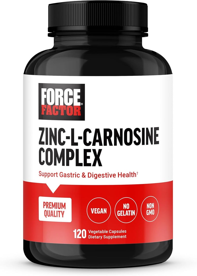 FORCE FACTOR Zinc LCarnosine Capsules to Support Gastric and Digestive Health Digestion and Bloating Supplement Vegan NonGMO No Gelatin 120 Capsules - Image 1