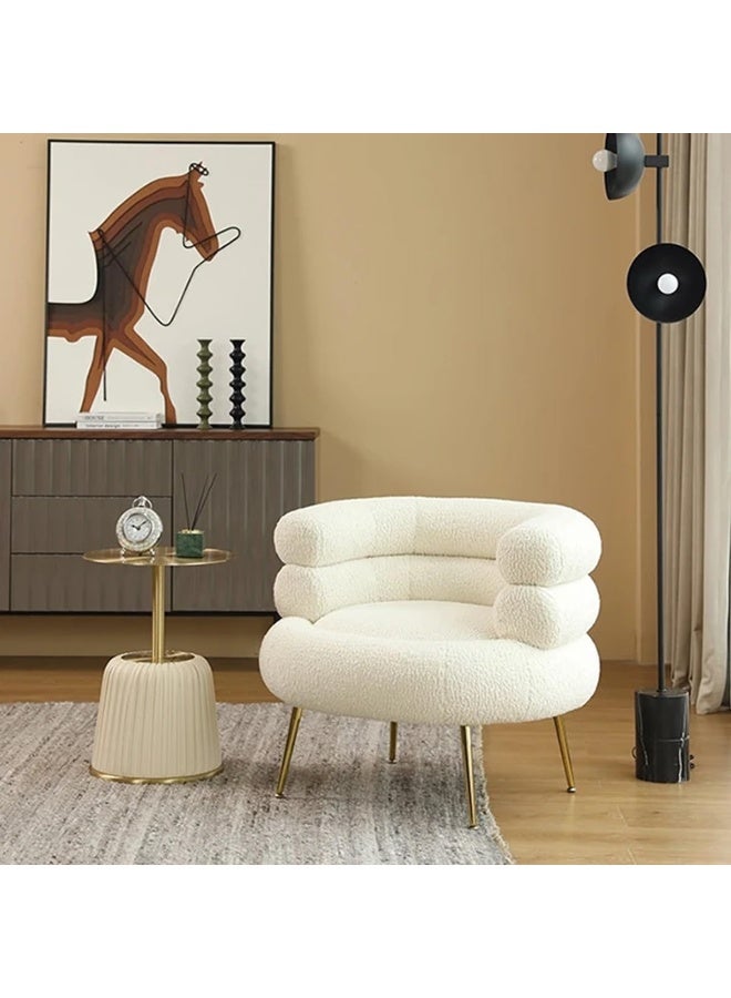 Generic Bouclé Elegance: U-Form Accent Chair for Stylish Comfort and Modern Living (Light Beige) - Image 1