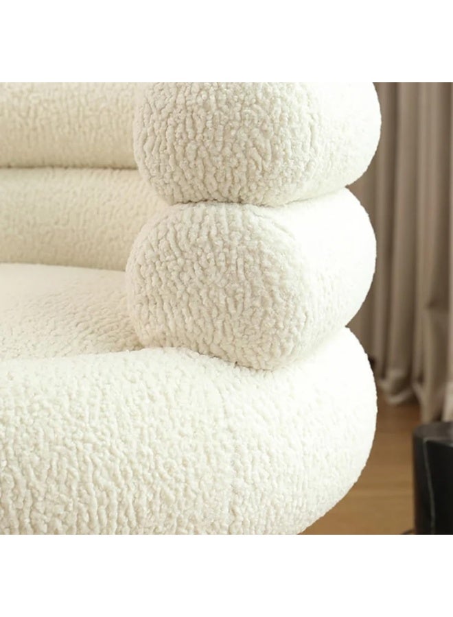 Generic Bouclé Elegance: U-Form Accent Chair for Stylish Comfort and Modern Living (Light Beige) - Image 3