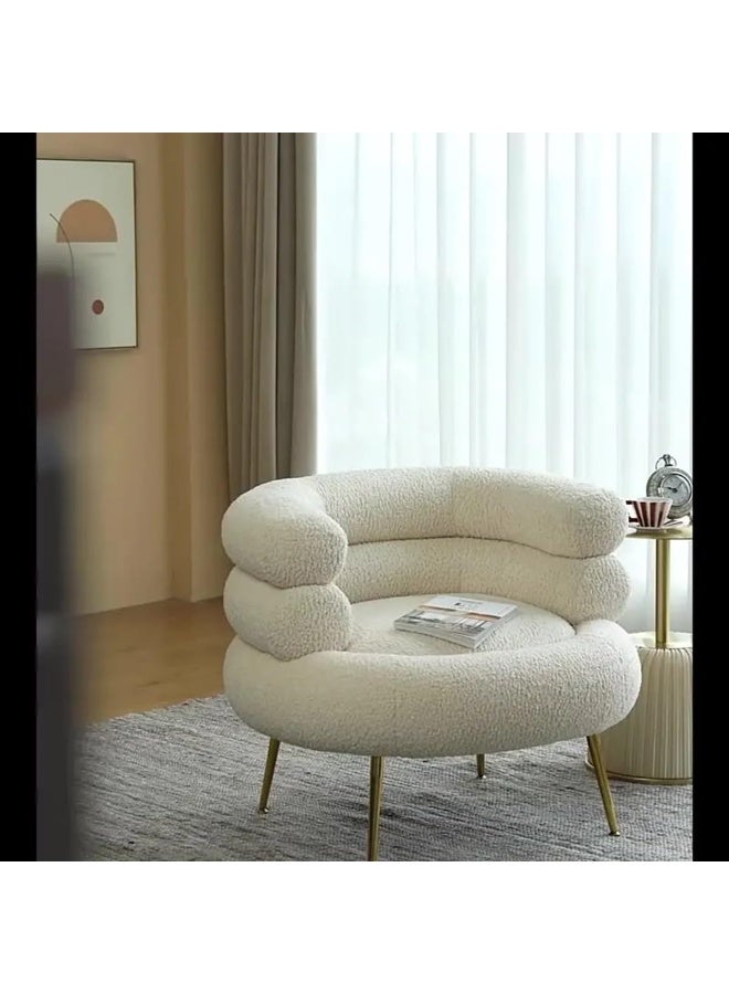 Generic Bouclé Elegance: U-Form Accent Chair for Stylish Comfort and Modern Living (Light Beige) - Image 2