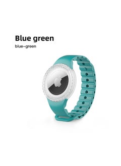 Suitable For Airtag Bracelet For Apple Locator Anti-loss Case Protective Case For Children And The Elderly Tracking Waterproof Strap-Color:Blue Green-Applicable Models:Airtag Protective Cover