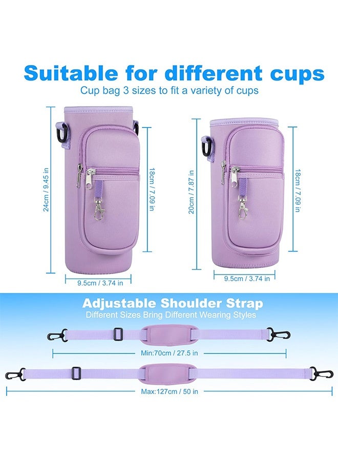 إم إكس إن حقيبة حامل زجاجات المياه مع جيب للهاتف/حزام كتف قابل للتعديل - حامل زجاجة مياه للرجال والنساء والمشي لمسافات طويلة والتخييم والسفر (أرجواني) - Image 2