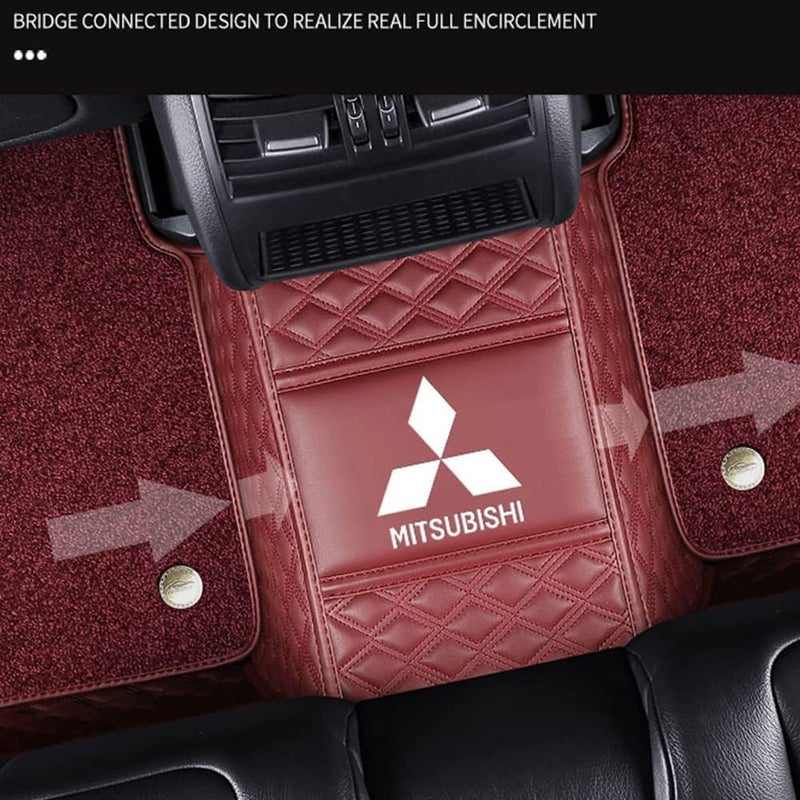 Generic DIALFA Car Floor Mats for Mitsubishi Pajero V73(V77) 2008-2023(LHD), Double Layer PU Leather Wear Resistant Non-Slip Fully Surrounded Car Floor Mat, Interior Accessories,B Black  - Image 2