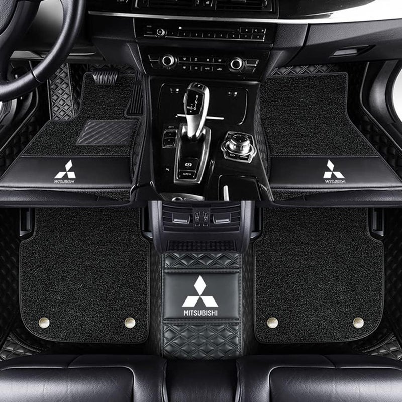 Generic DIALFA Car Floor Mats for Mitsubishi Pajero V73(V77) 2008-2023(LHD), Double Layer PU Leather Wear Resistant Non-Slip Fully Surrounded Car Floor Mat, Interior Accessories,B Black  - Image 1