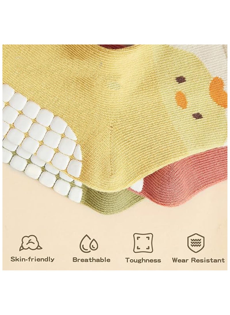 NNEWVANTE 6 أزواج من جوارب الأطفال غير القابلة للانزلاق مع قبضة للبنات والأولاد جوارب قطنية مضادة للانزلاق للأطفال الرضع والهدايا للأطفال - Image 4