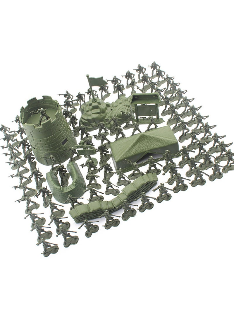 100pcs 4cm Green Toy Soldier Model Figures, 93pcs Soldier Figures, 7pcs Military Equipment Toy Set, Boy Gift