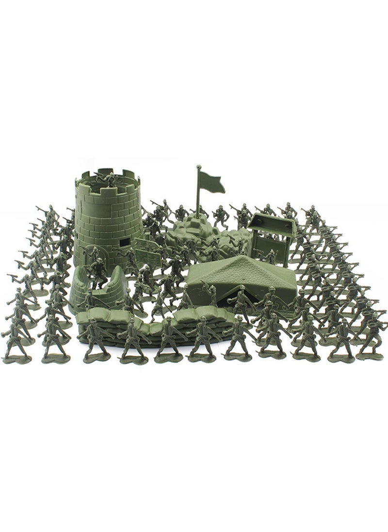 100pcs 4cm Green Toy Soldier Model Figures, 93pcs Soldier Figures, 7pcs Military Equipment Toy Set, Boy Gift