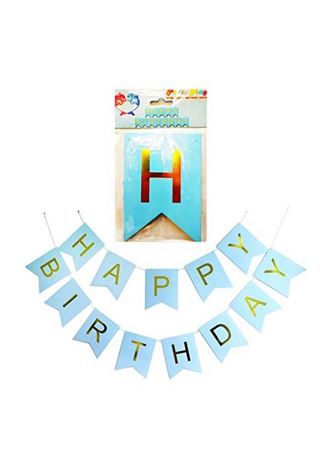 Balloonistics Happy Birthday Letters Card Board Banners (Blue & Gold) - Image 2