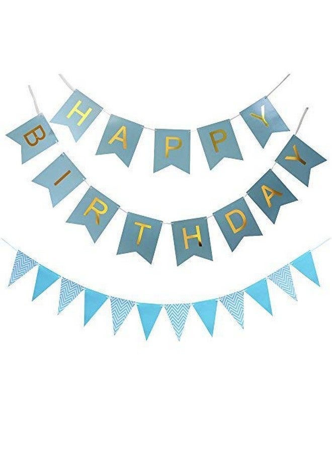 Balloonistics Happy Birthday Letters Card Board Banners (Blue & Gold) - Image 4
