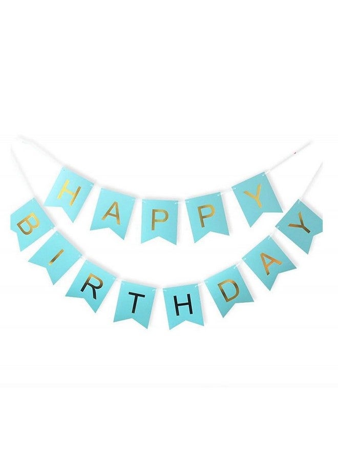 Balloonistics Happy Birthday Letters Card Board Banners (Blue & Gold) - Image 1
