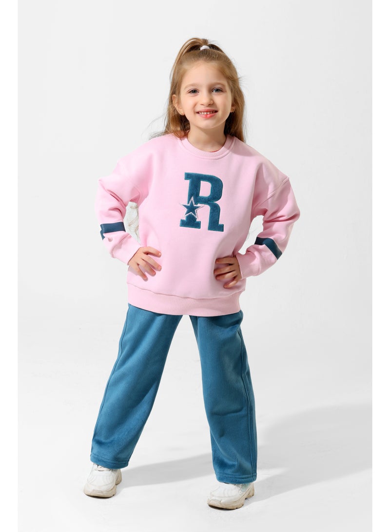 ريمينت بيجاما للبنات ريمنت بنطال مخمل روز - Image 1