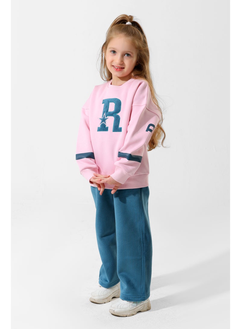 ريمينت بيجاما للبنات ريمنت بنطال مخمل روز - Image 2