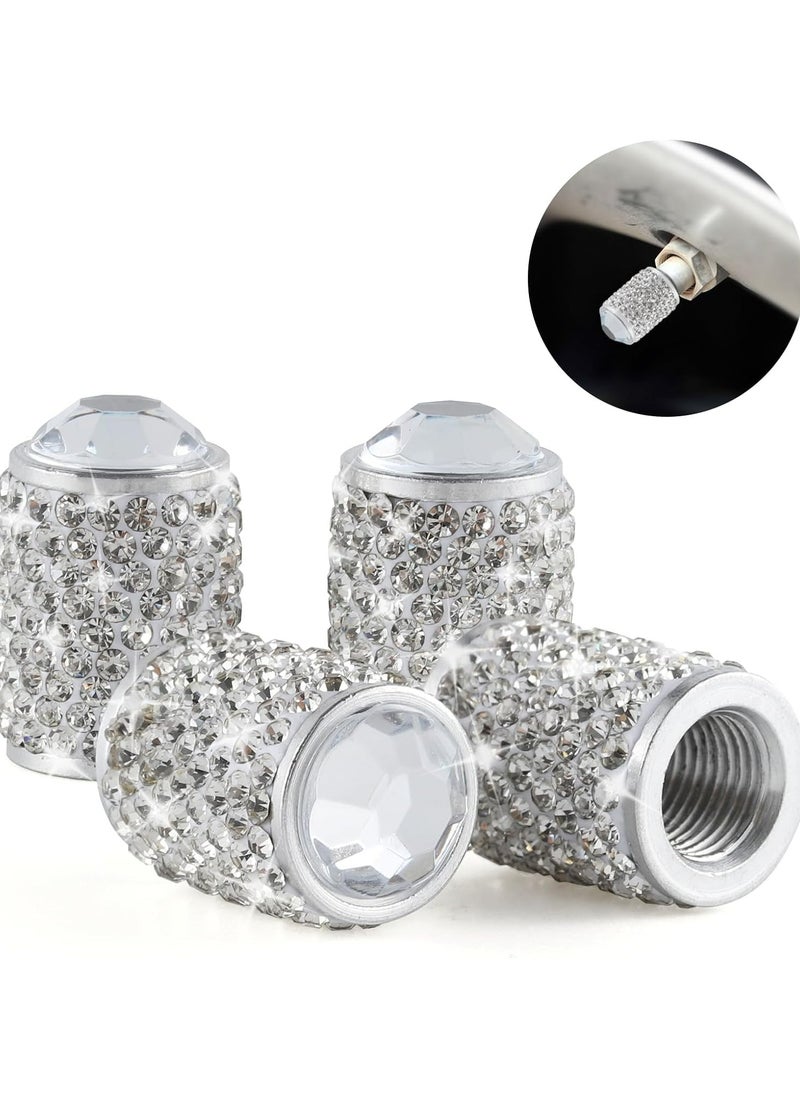 CMGTYYD 4 PCS Car Wheel Tire Valve Caps, Bling Tire Valve Caps, Crystal Tire Caps Shinny Rhinestone for Women, Universal Car Dustproof Tire Valve Caps for Cars, Trucks, SUV and Motorcycles  - Image 1
