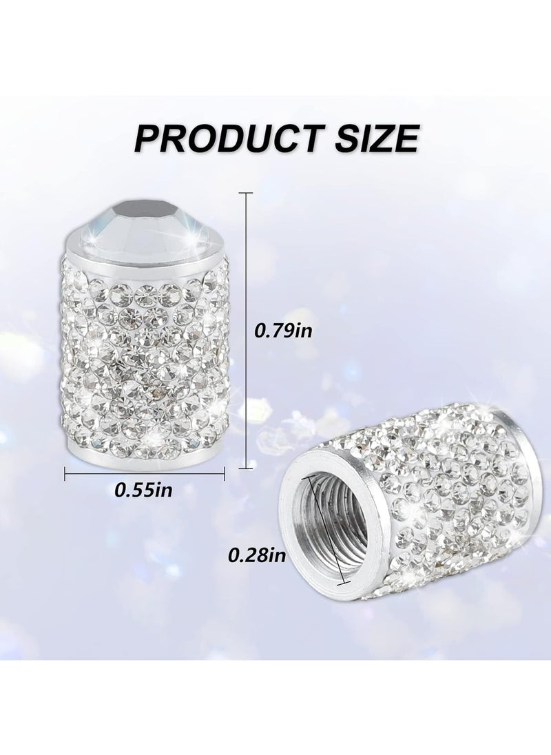CMGTYYD 4 PCS Car Wheel Tire Valve Caps, Bling Tire Valve Caps, Crystal Tire Caps Shinny Rhinestone for Women, Universal Car Dustproof Tire Valve Caps for Cars, Trucks, SUV and Motorcycles  - Image 2