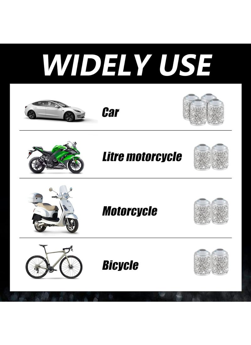 CMGTYYD 4 PCS Car Wheel Tire Valve Caps, Bling Tire Valve Caps, Crystal Tire Caps Shinny Rhinestone for Women, Universal Car Dustproof Tire Valve Caps for Cars, Trucks, SUV and Motorcycles  - Image 5